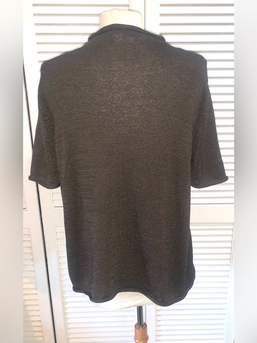 Josephine Chaus Vintage short sleeve rolled collar brown sweater - Picture 4 of 5